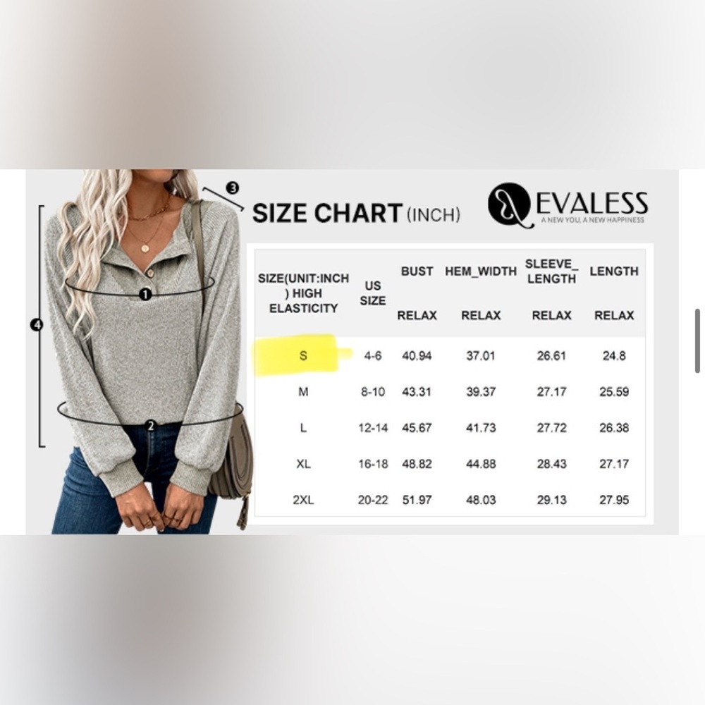 EVALESS Long Sleeve Patchwork Button Up V Neck Casual Pullover Top - Picture 7 of 14